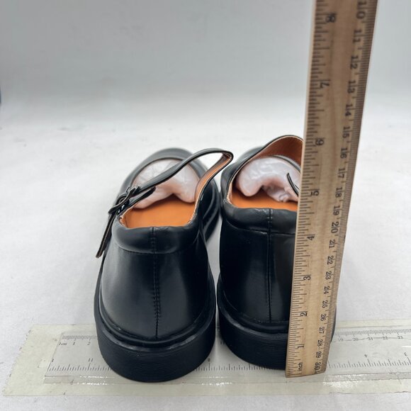 YDN Black Retro Rounded Toe Low Heel Mary Janes Pump Comfort Slip On Dress Shoes - Picture 5 of 8